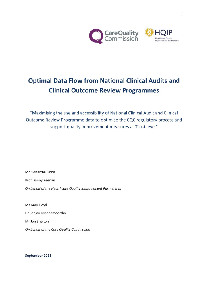 Maximising NCAPOP data for CQC inspections: Optimal data flow