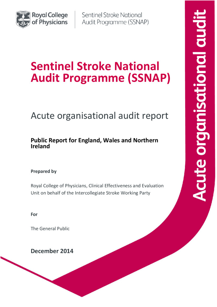SSNAP audit organisational report 2014