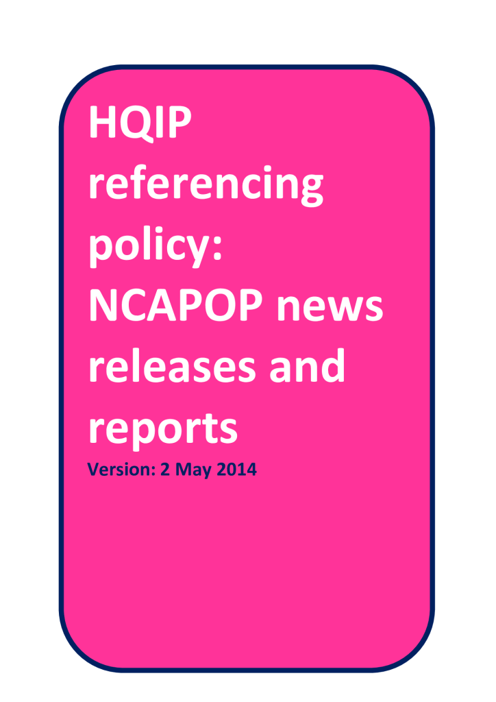 Referencing policy for NCAPOP press releases and reports