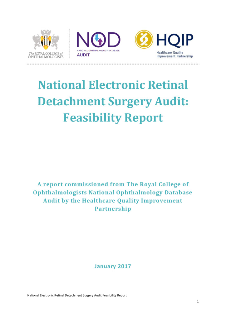Ophthalmology National Electronic Retinal Detachment Surgery Audit: Feasibility report