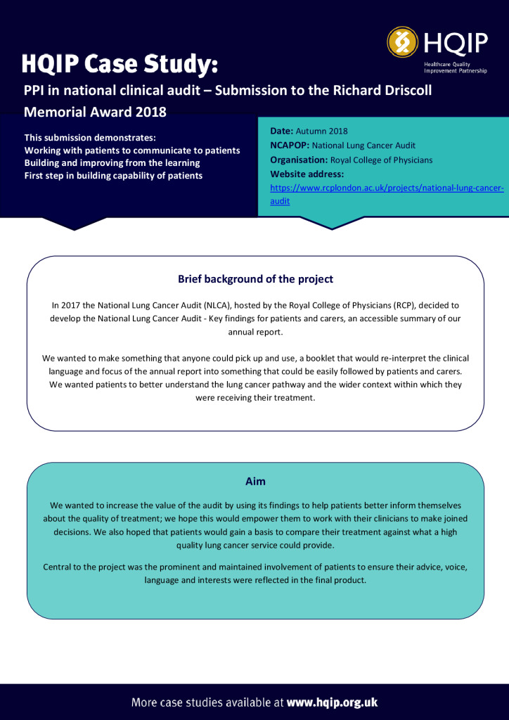 Case Study Ã¢ÂÂ National Lung Cancer Audit