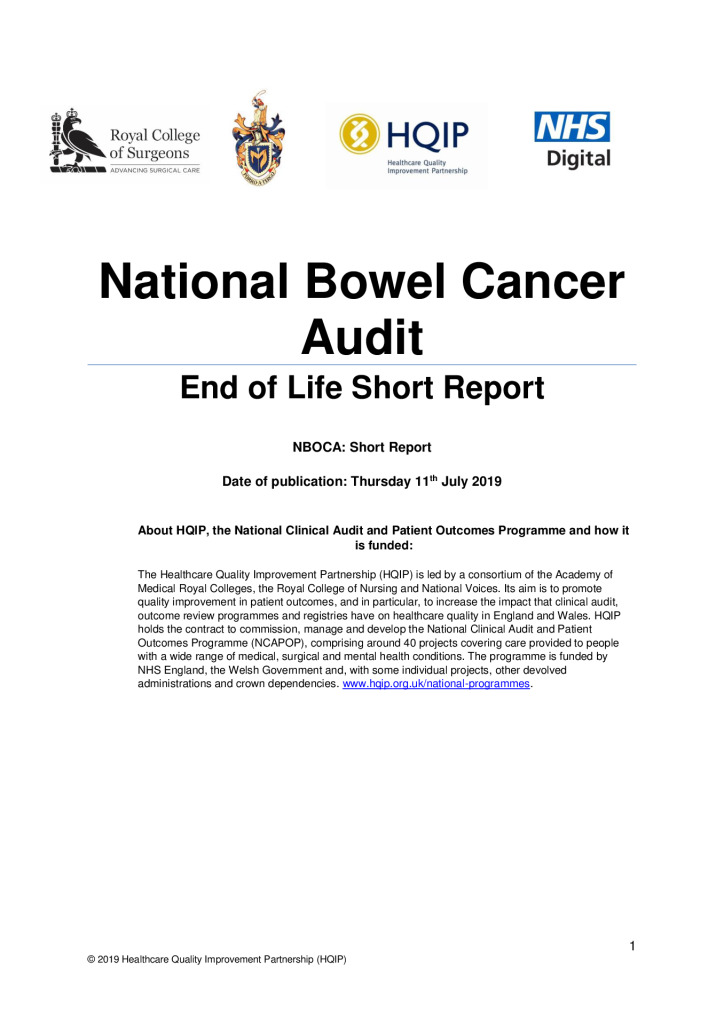 National Bowel Cancer Audit Short Report – End of Life