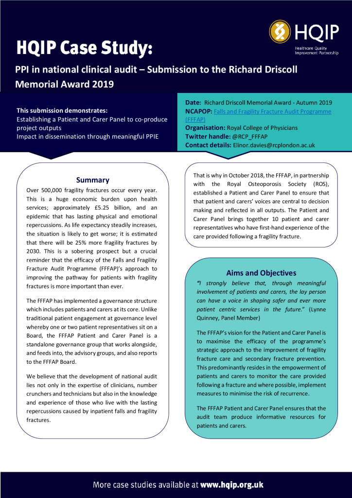 Case Study – National Falls and Fragility Fracture Audit (FFFAP) 2019