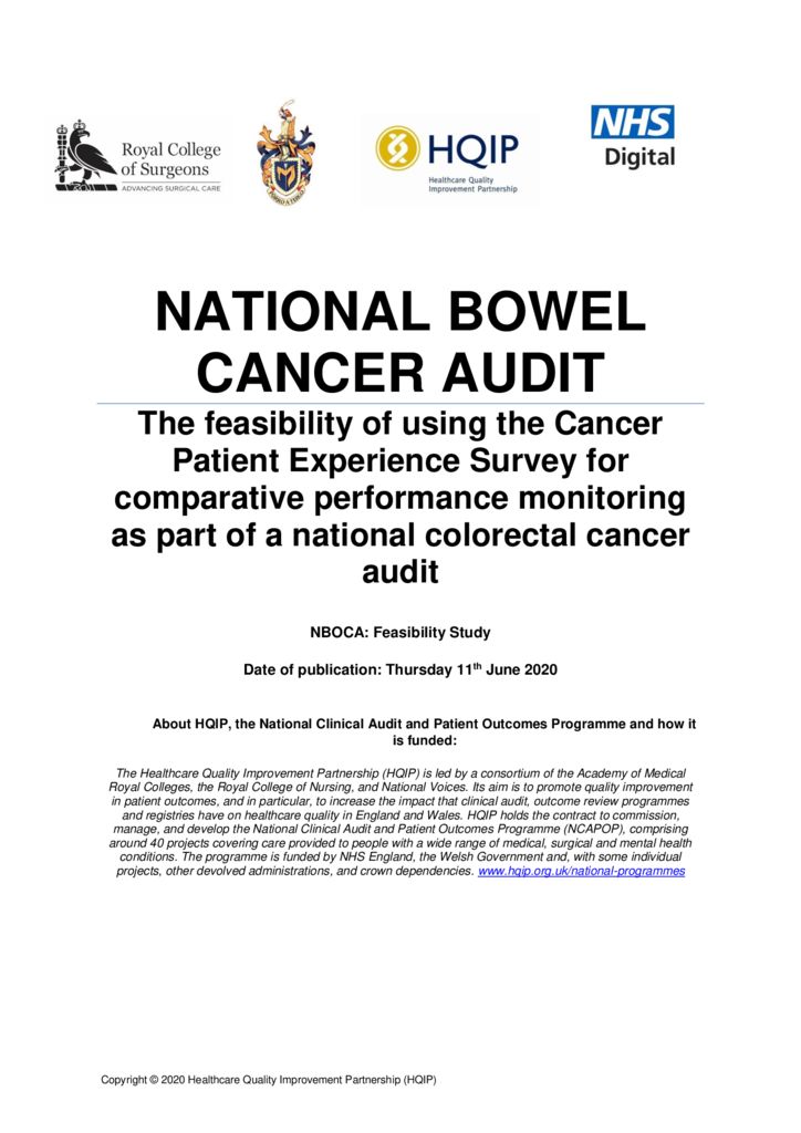 National Bowel Cancer Audit: Short Report – Patient Reported Experience Measures