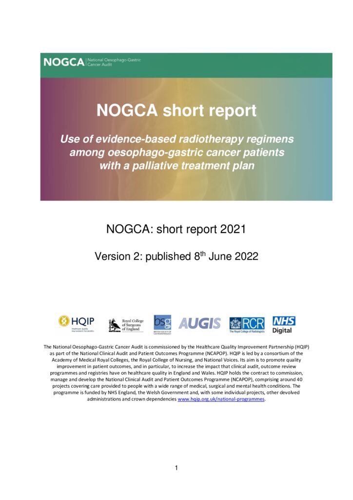 National Oesophago-Gastric Cancer Audit: Short Report 2021