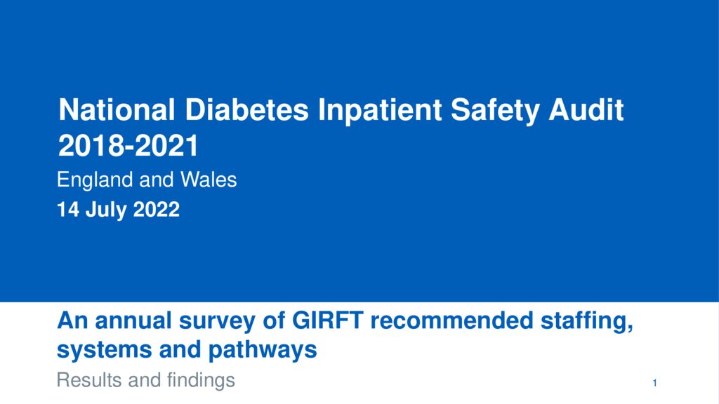 National Diabetes Inpatient Safety Audit: An annual survey of GIRFT recommended staffing, systems and pathways