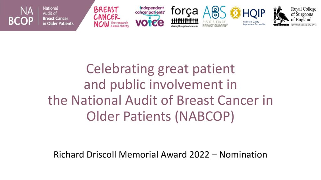 National Audit of Breast Cancer in Older Patients – RDMA 2022 case study
