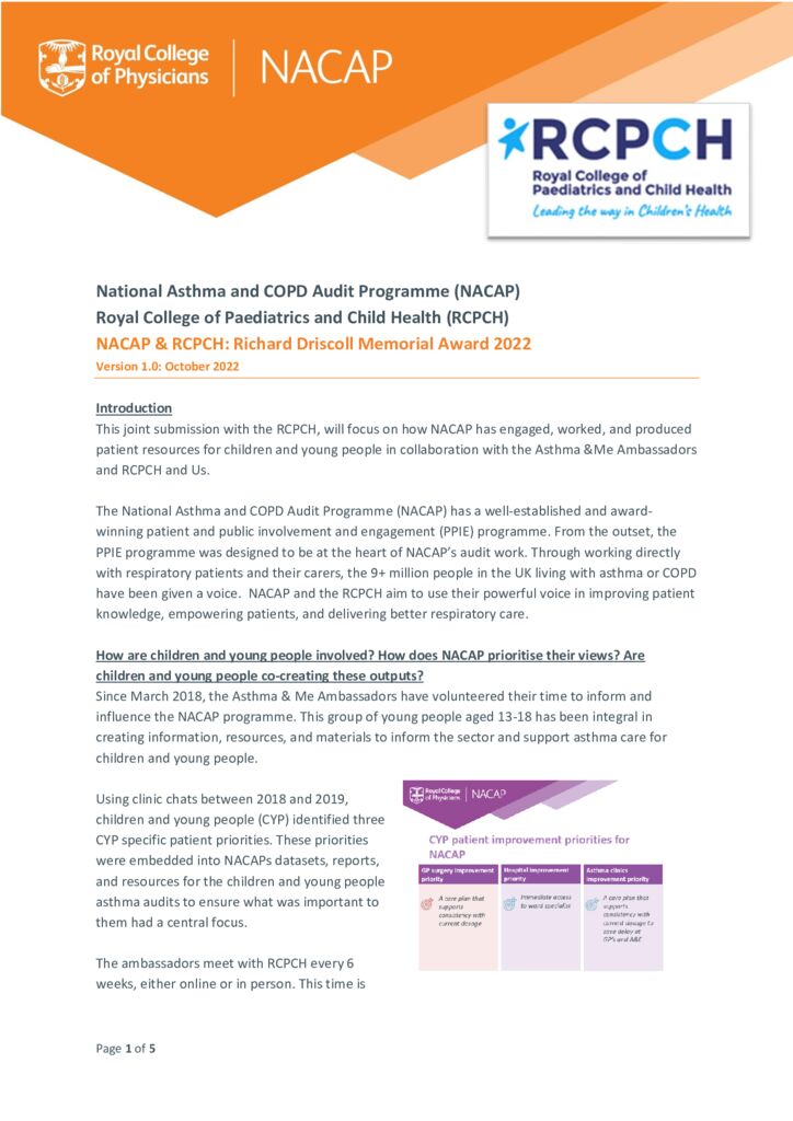 National Asthma and COPD Audit Programme – RDMA 2022 case study
