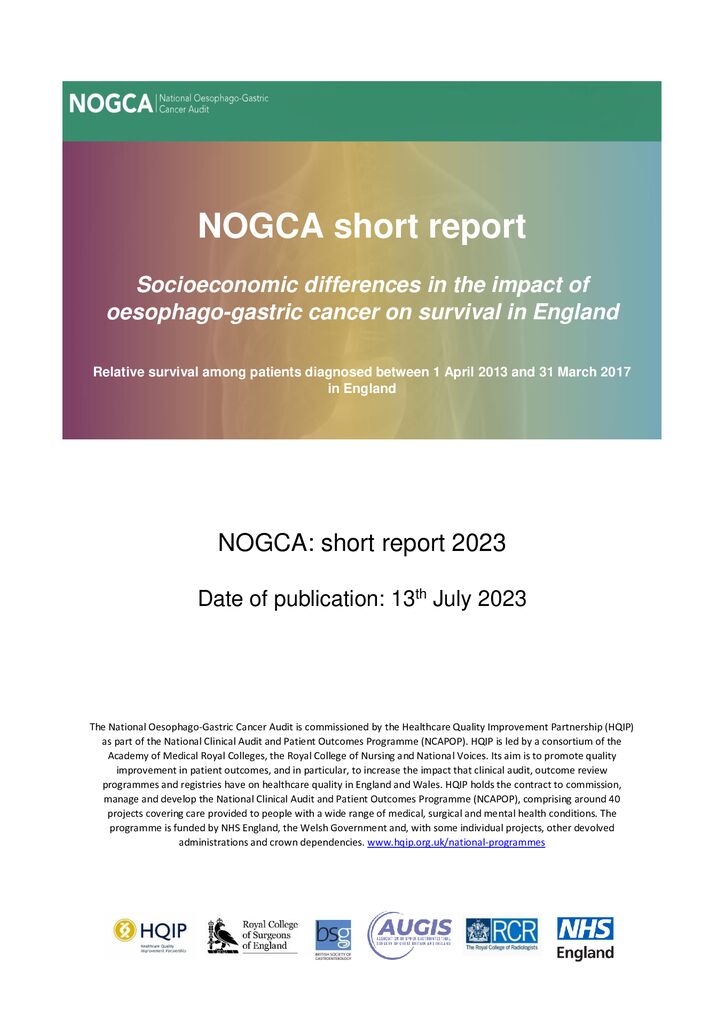 Socioeconomic differences in the impact of oesophago-gastric cancer on survival in England (NOGCA)