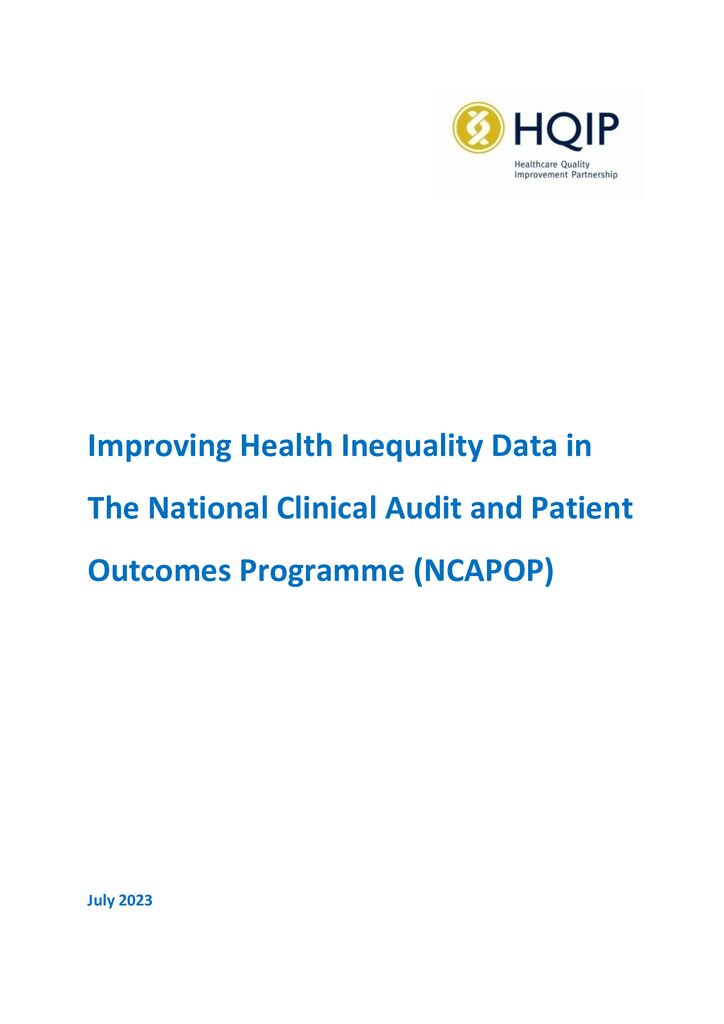 Improving Health Inequality Data in the NCAPOP